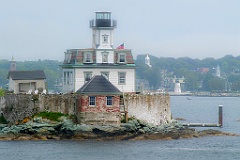 Fog Lifting Behind Rose Island Lighthouse